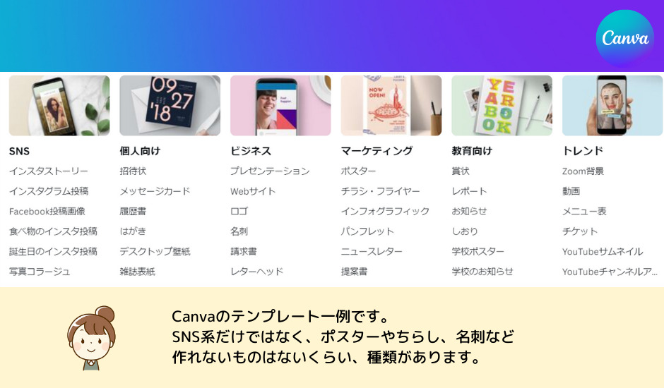 Canvaのテンプレート一覧